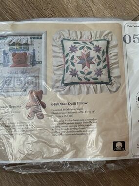 Vintage Creative Circle Quilt Pillow Kit Star Design Craft Sewing new old stock